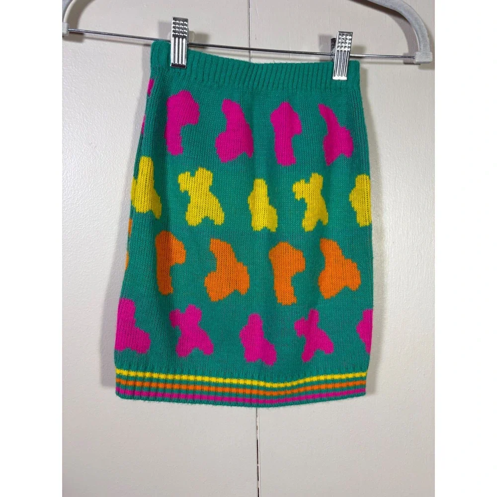 Vtg Miniwaves Kids Giraffe Knit Sweater Skirt Set S kidcore Kitsch 80s 90s